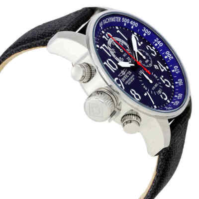 Invicta I-Force Men's 46mm Blue Dial Black Leather Quartz