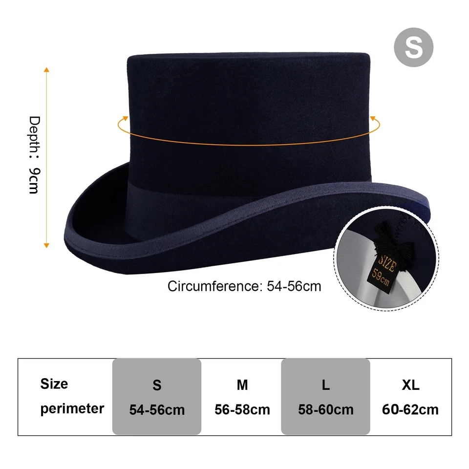 Chapéu mágico de feltro de lã chapeleiro louco vitoriano 6" cavalheiros executando jazz... - Imagem 2 de 4