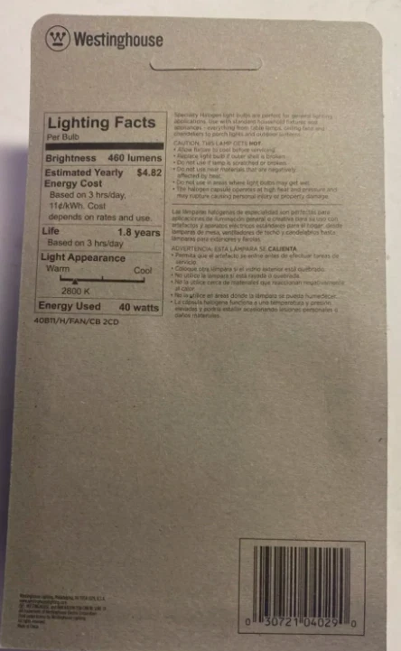 6 Packs Westinghouse Lighting 4029 40-Watt, B11 Bulb, Candelabra Base E12 - Image 2 of 2