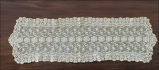 Vintage Linen Embroidered Table Runner or Dresser Cloth 40x13 Ecru 