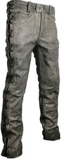 Western Cowboy Style Leather Pant Native American Brown Leather Pant Side Laces