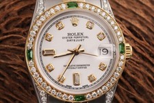 Rolex Datejust Gold & Steel 31 mm Watch White Dial with Emerald & Diamond Bezel 2