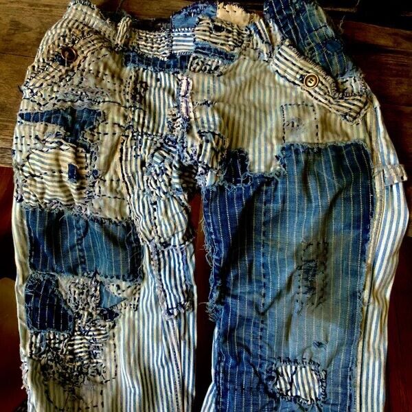 RRL Indigo Boro Patchwork Repaired Patched Shashiko Railroad RRL Indigo Boro Patchwork Repaired Patched Shashiko Railroad