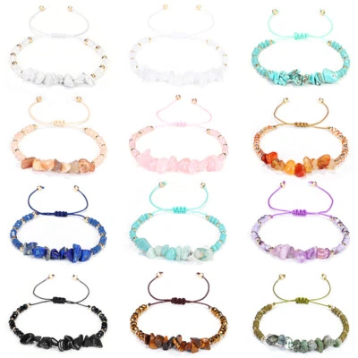 Bracelet Gemstone Crystal Chakra Lucky Anxiety Natural Stone Healing Reiki Gem - Image 1 of 4