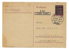 Franz&ouml;sische Zone  Behelfs-GS-Karte,  6 Rpf  10.10.45