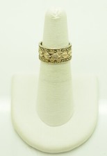 Sterling Silver Wide Band Ring w Unique Pattern 5.5 FMS074