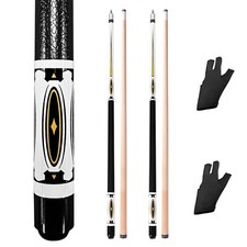 Set of 2 Pool Cue Stick,58" 2 Piece Maple Billiard Cue Stick White