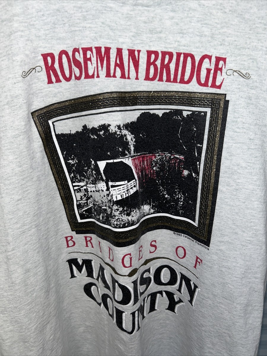 Vtg 1993 Single Stitch Roseman Bridge BRIDGES OF MADISON COUNTY T 