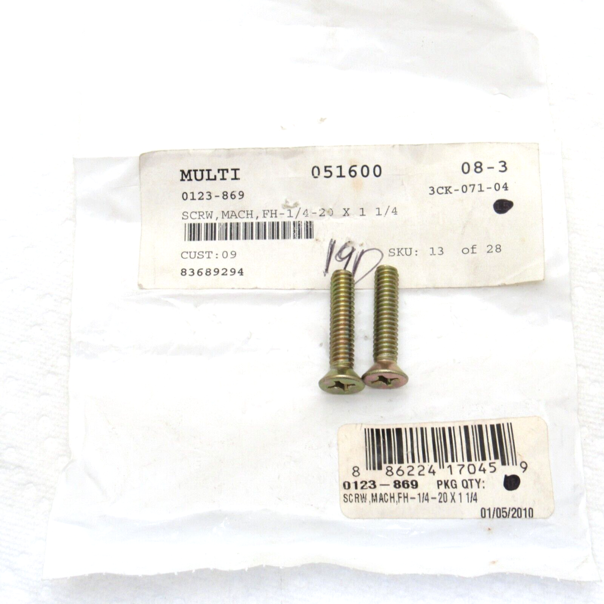 Arctic Cat Snowmobile OEM 1/4-20x1.25 Flat Head Machine Screws
