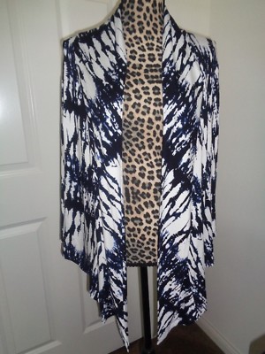 Alberto Makali Multicolored Open Front Draped Cardigan Cutout Back Jacket Size M
