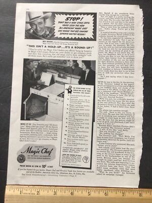 Roy Rogers Magic Chef Stove Ad Clipping Original Vintage Magazine Print 1940