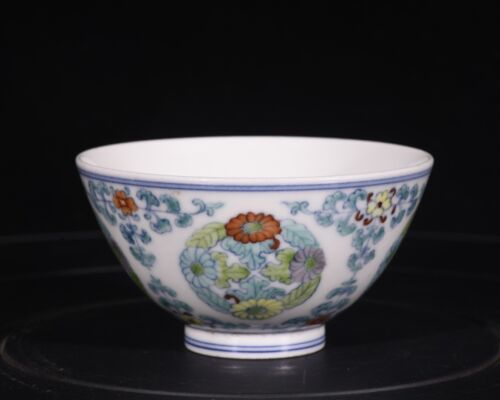 3“ China ancient Qing Dynasty Yongzheng Doucai posy design Wine glass Tea cup - Picture 1 of 9