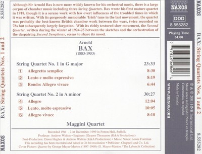 BAX: STRING QUARTETS NOS. 1 & 2 NEW CD