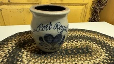 1995 PORT ROYAL ROWE POTTERY WORKS Cambridge, WI. Blue Decorated Stoneware Crock