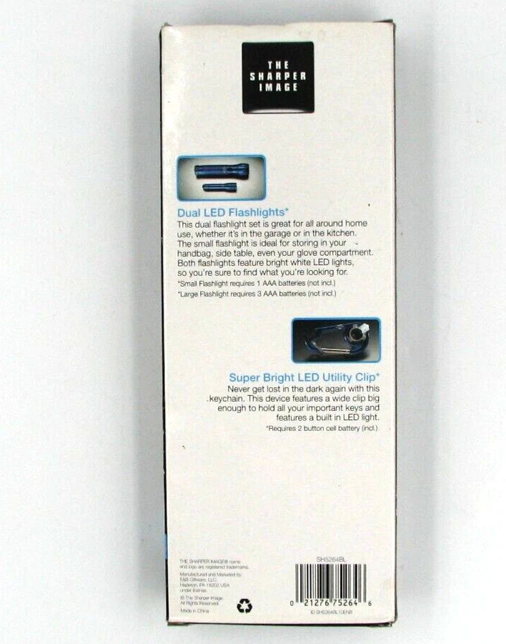 SHARPER IMAGE 3 Piece Flashlight set 2 Handheld Flashlight + LED utility clip - Image 2 of 3