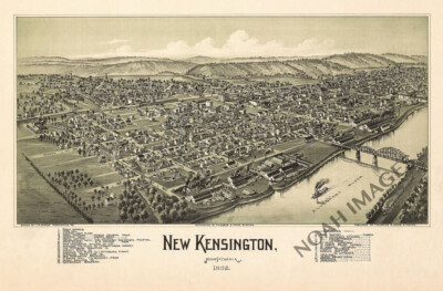 Panoramic Map of New Kensington Pennsylvania c1902 16x24
