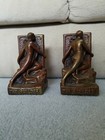 2 Bronze Clad 'The Builder' Nude Male Decorative Art Bookends Ornate c1920?