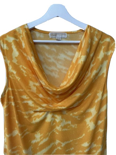 Camicetta Michael Kors maglia elasticizzata gialla cravatta collo cappuccio taglia media - Foto 2 di 7