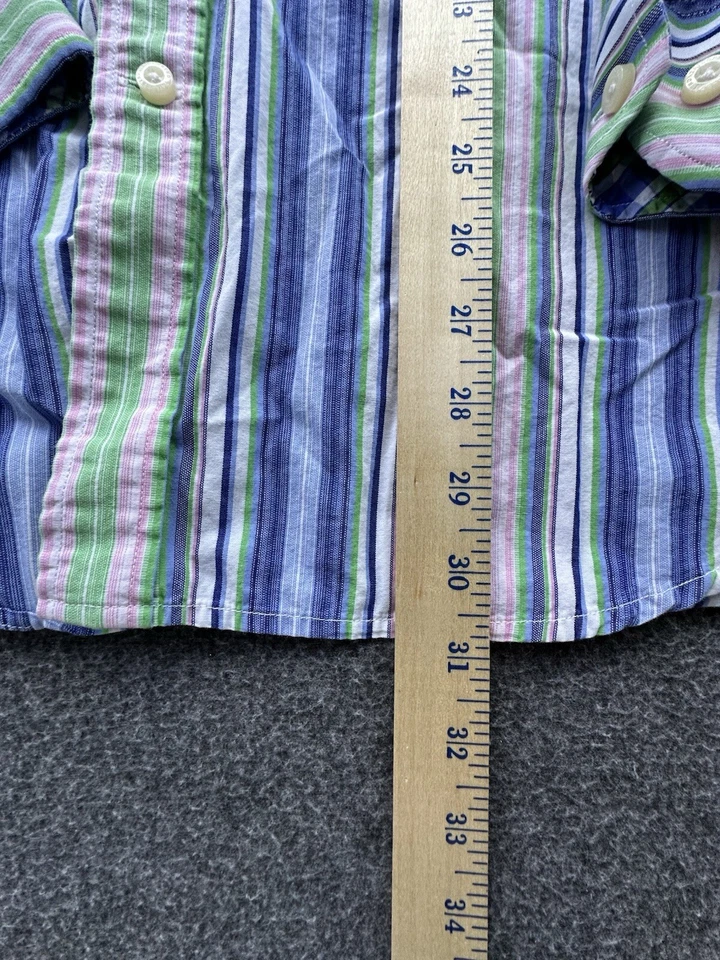 TailorByrd Shirt Mens X-Large Blue Green Pink Striped Button Up Long Sleeve - Image 4 of 4