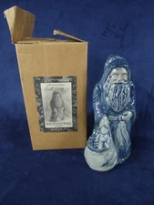 Rowe Pottery Works 2004 RPW Blue & Grey Salt Glaze Santa Bag Of Toys