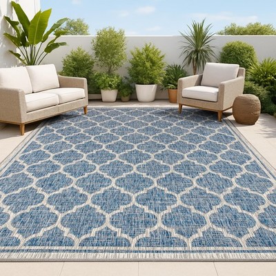JONATHAN Y SMB109D-3 Trebol Moroccan Trellis Textured Weave Indoor Outdoor-Ru...