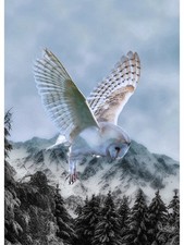 Call of the Wild Powder Blue Snow Owl Panel by Hoffman Fabrics