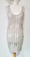 Ladies Warehouse Beige Cotton Slash Knit Racer Back Mini Dress Size 12 VGC