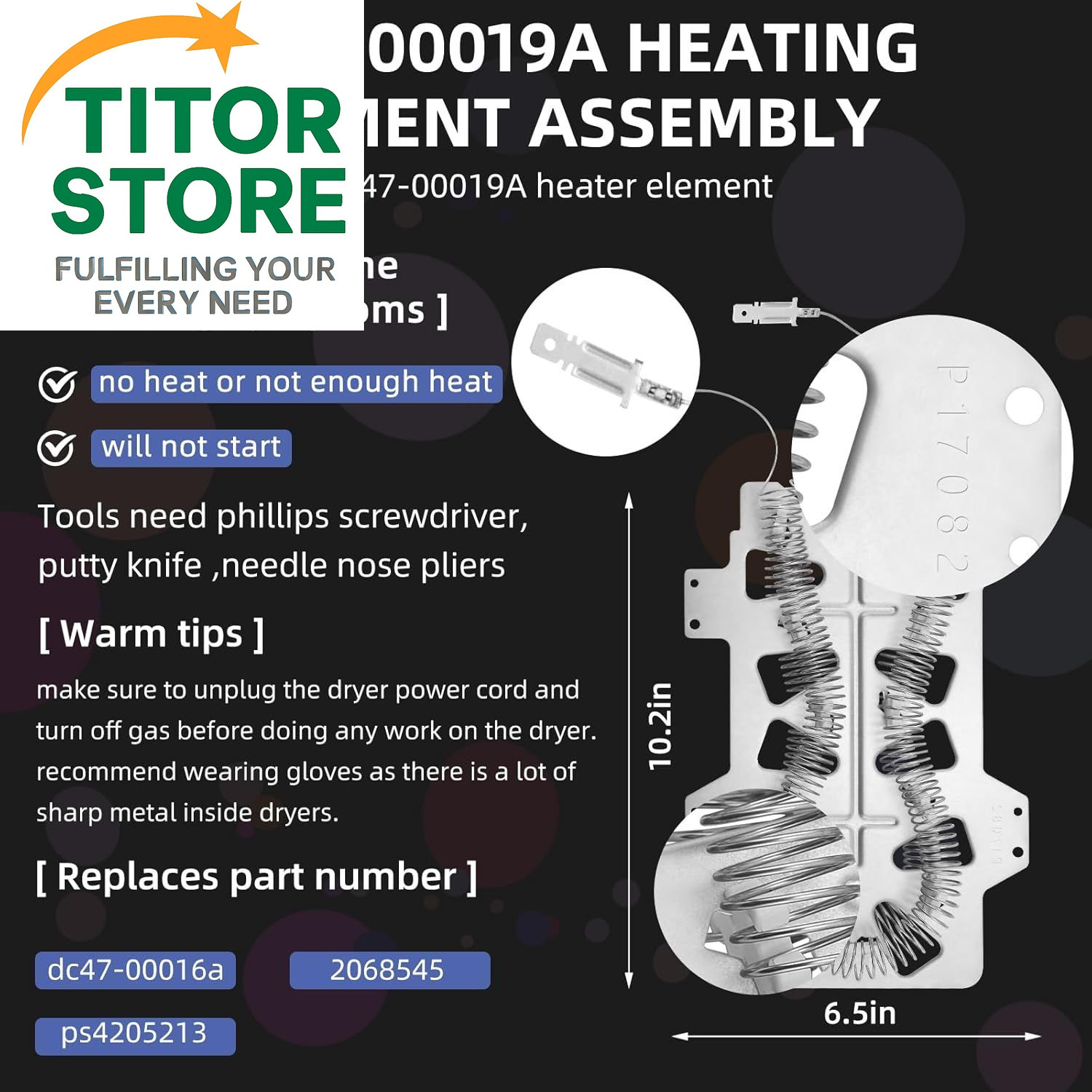 【Upgraded】DC47-00019A Dryer Heating Element for Samsung DV45H7000EW/A2... 