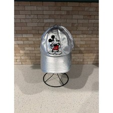 Disney Parks Mickey Mouse Baseball Cap Hat Womens OS Metallic Silver Adjustable