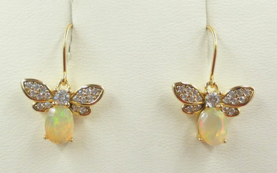 Opal, Topas  - Ohrringe, Ohrhänger,  Sterlingsilber 925 vergoldet