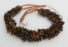 Unsigned Fashion Tiger's Eye Beaded Boho-Chic Necklace