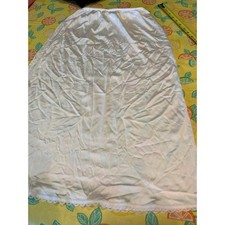 Adonna Long Half Slip Womens Medium White Lace Trim Antron III Nylon Vintage