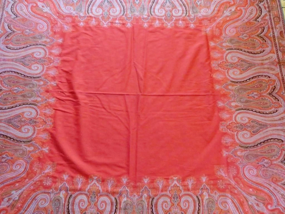 Antiguo Mantón Victoriano Persa Tejido Lana Paisley Piano 70" Cuadrado Tiro Boho Foto 4 de 4