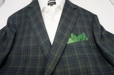 Cappotto sportivo Robert Graham verde/blu a quadri 42L $495 nuovo senza prezzo di riserva