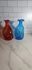 MCM Blenko #49 Turquoise Crackle Glass Decanter#49 Tangerine 9 Inch