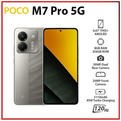 Xiaomi POCO M7 Pro 5G 8GB+256GB SILVER Dual SIM Unlocked Android Mobile Phone