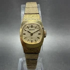 Seiko Watch Women 15mm Champagne Dial Gold Tone Manual Rectangle 11-3389 Runs