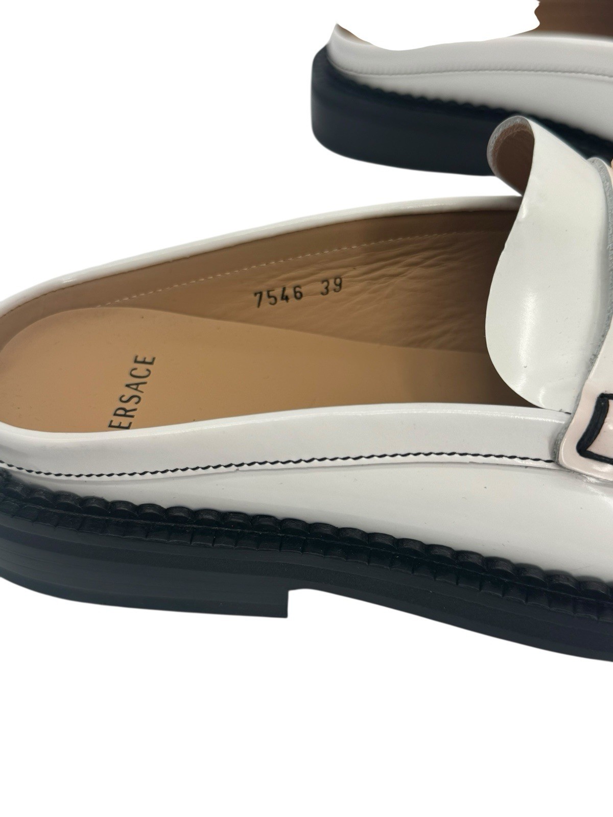 Versace Medusa Chain Mule Loafers White Gold Leather DSU7546 IT39 thumbnail 3