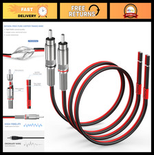 RCA Plug to Speaker Wire Adapter 15Ft, 14AWG Pure Copper Cable for Subwoofer