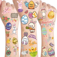 10 Sheets Easter Temporary Tattoos For Hand Face Small, Colorful
