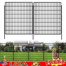 Dog Fence Panels Expandable Animal Barrier Metal Yard Safety Garden Fencing New
