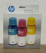 HP 31 Cyan, Magenta, Yellow Ink 3-Pack Bottles Exp. 10/2025
