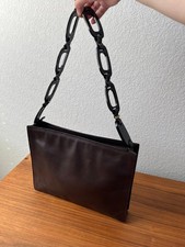 Vintage Rare Gucci Chic Brown Leather Chain Strap Bag