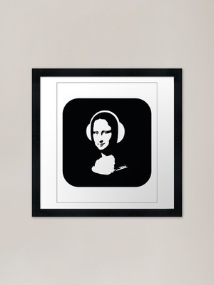 DJ Mona Lisa in headphones Framed A Framed Wall Art Poster Canvas Print Picture