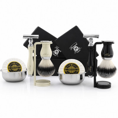 5 tlg Rasierset Herren Rasierhobel Synthetik Pinsel Rasier Edelstahl Schale seif