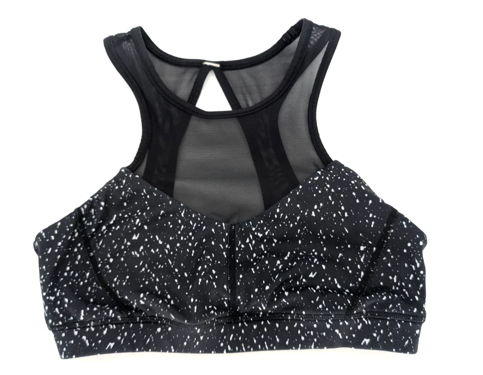 Sujetador Top Lululemon Mujer Malla Cuello Alto Moteado Negro Blanco 8 Yoga Active Foto 4 de 4