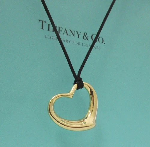 TIFFANY & Co. Elsa Peretti 18K Gold 27mm Open Heart Pendant Necklace