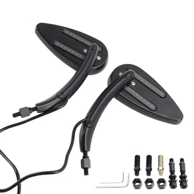 Rétroviseur mirroirs clignotant noir pour Softail Dyna Chopper Sportster XL EF03 - Photo 1/4