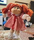 Cabbage Patch Kid Girl Doll #3 Red Head Hair Pony Tails Green Eyes Red Dress