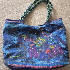 Laurel Burch Canine Family Dog Butterfly Large Shoulder Tote
